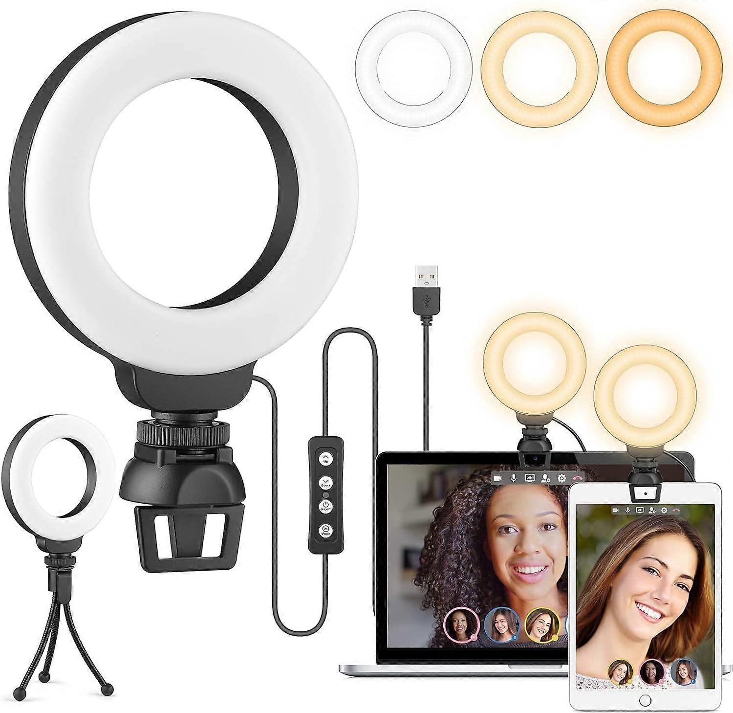 4" ring light, suitable for laptops with bracket (not including mobile phones, computers)