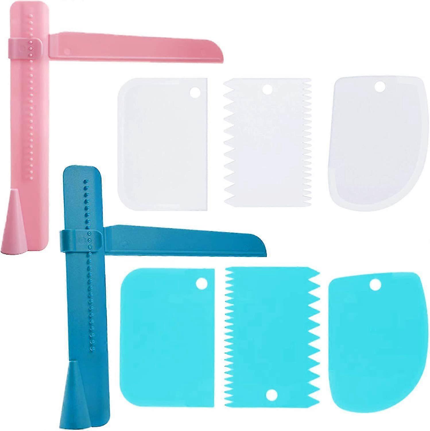 8pcs Cake Tools Cake Scraper Fondant Spatulas Adjustable Cake Edge Smoother Cream Decorating Diy Bakeware Tableware Kitchen Cake Tool