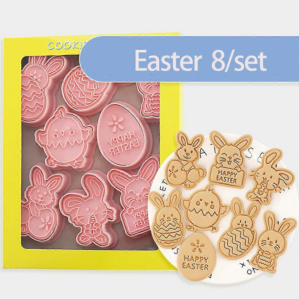 8Pcs/set Easter Cookie Cutter Mold Egg Bunny Rabbit Shaped Cookie Biscuit Cutter Mould