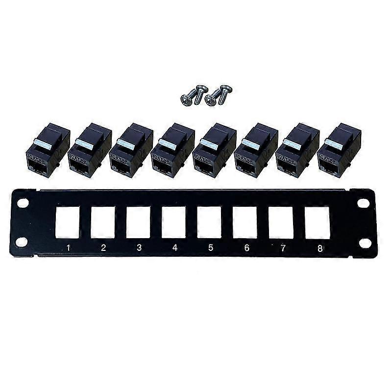 8 ポート CAT5e シールドなしパッチ パネル ラックマウント 8 x ギガビット RJ-45 イーサネット ポート