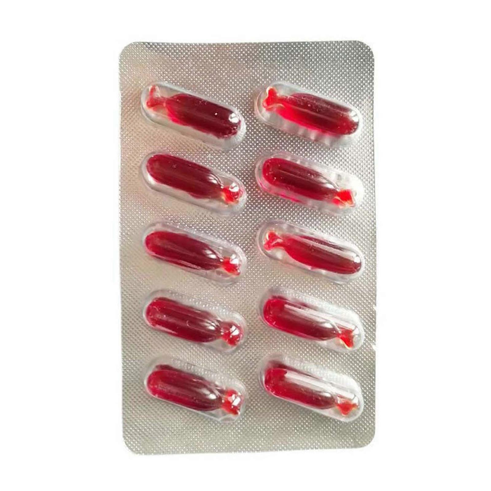 10pcs αποκριάτικα ψεύτικα χάπια κάψουλας αίματος για αστεία αστεία αστεία πάρσα φάρσας τέχνασμα τρόμου βαμπίρ αξεσουάρ μακιγιάζ Cosplay