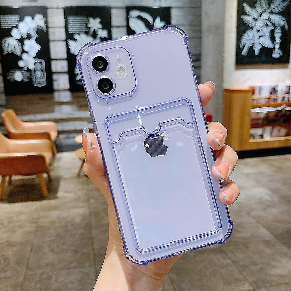Card Bag Holder Clear Phone Case For iPhone 13 12 11 Pro Max XR X XS SE 2020 7 8 Plus Soft TPU Shockproof Bumper Back Cover