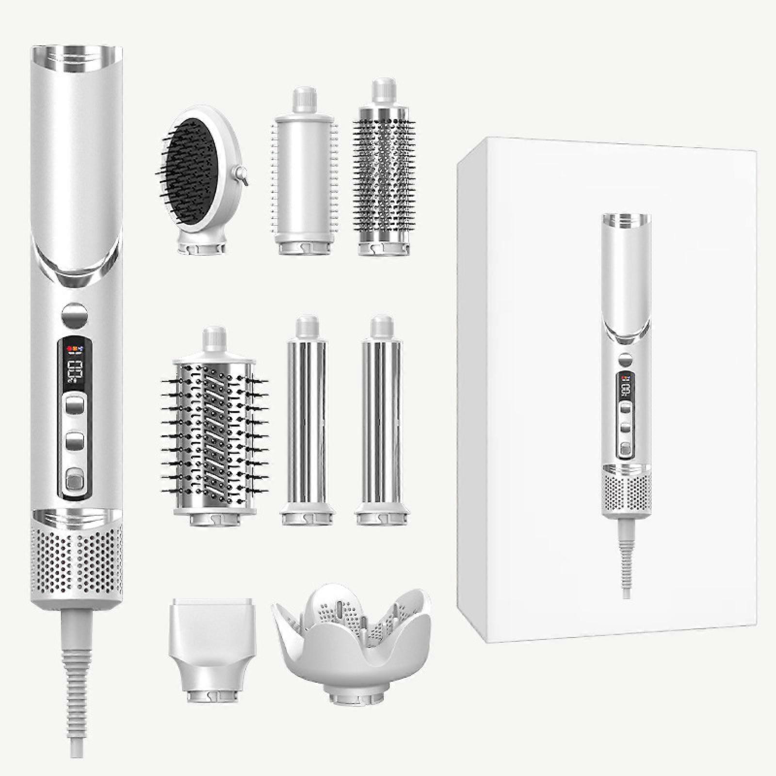 9-Piece Powerful Hair Dryer and Multi-Function Styler Set with Automatic Curler, Curl Diffuser, Oval Brush and Concentrator Attachment, Stone -GSL