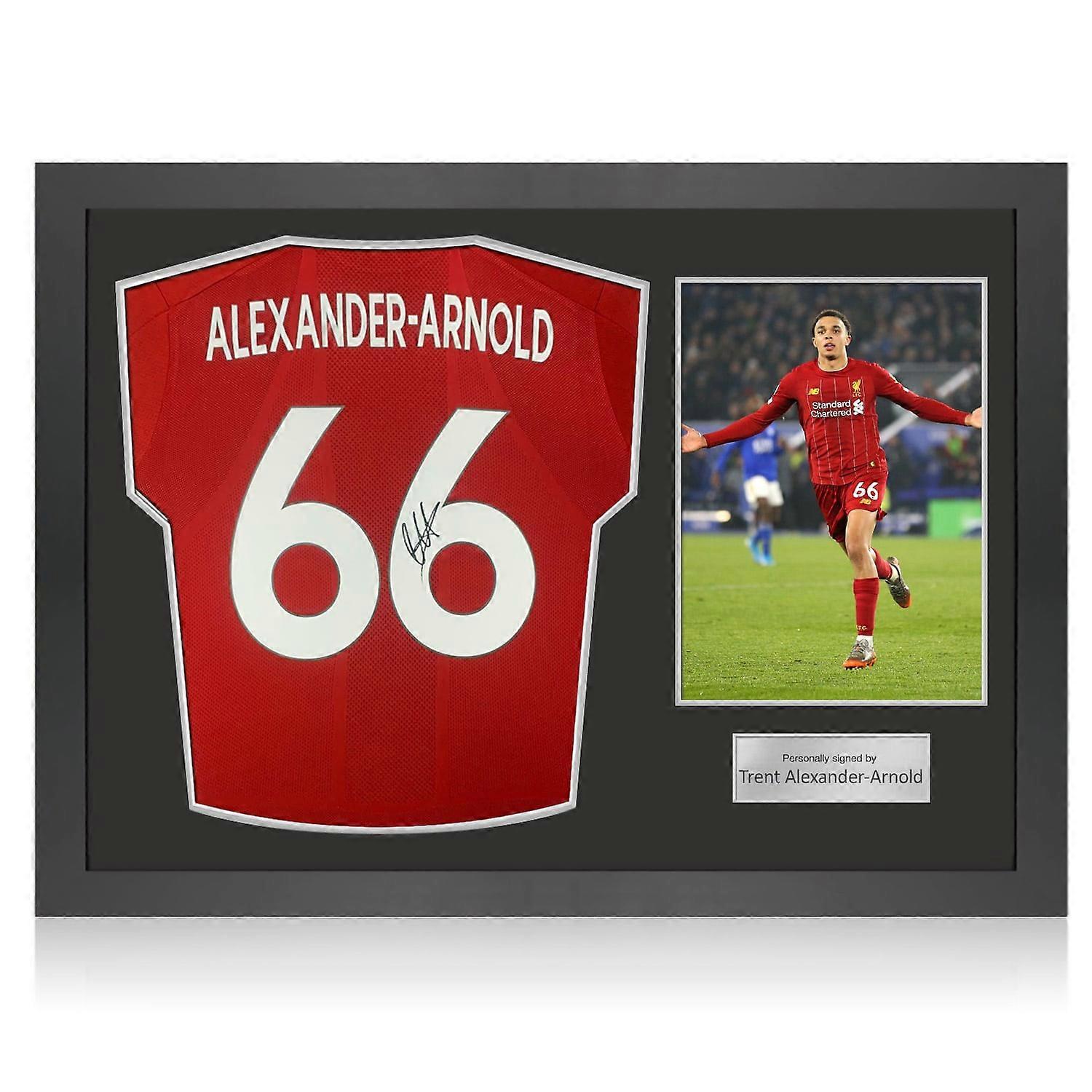 特伦特·亚历山大-阿诺德 (Trent Alexander-Arnold) 签下利物浦 2019-20 赛季足球衫(球迷风格)。图标框架