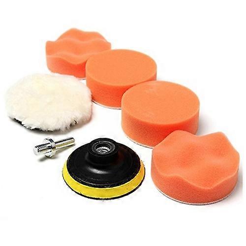 7 Pcs 3inch Buffing Pad Auto Car Polishing Wheel Kit Buffer + Drill Adapter
