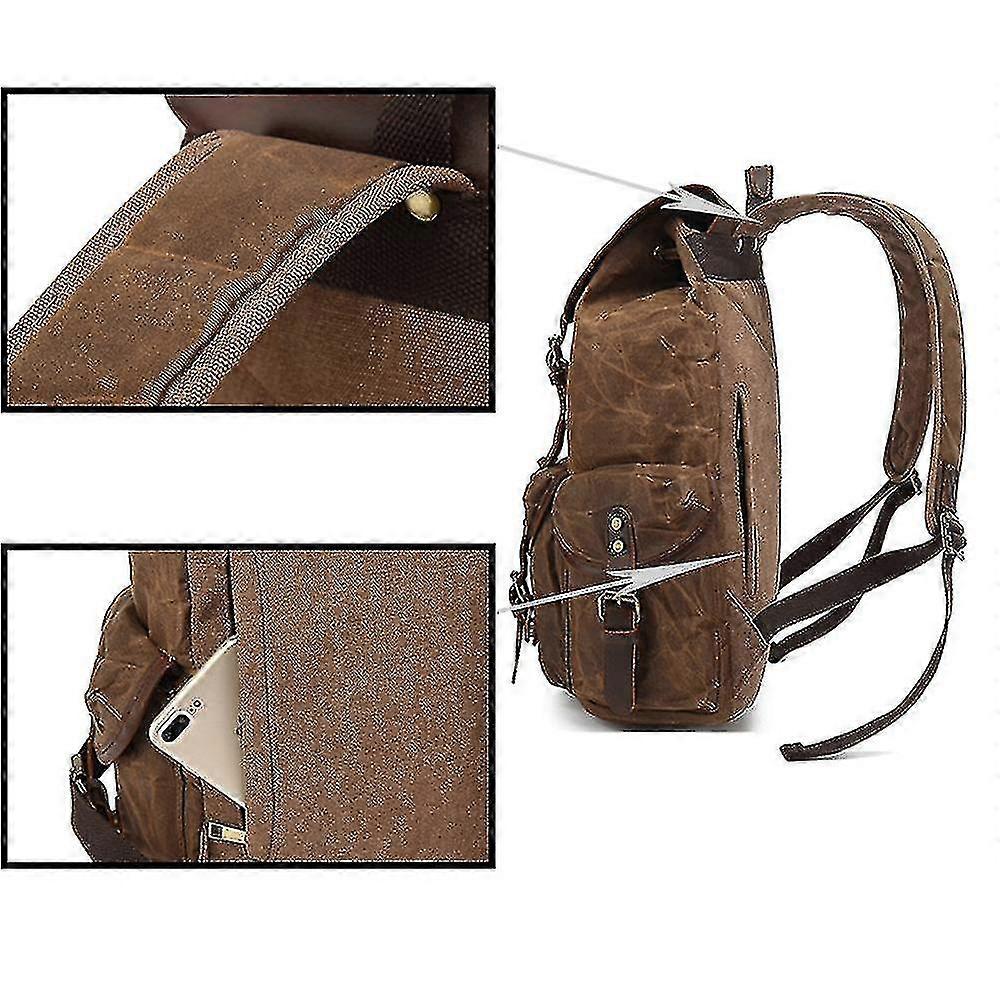 Vintage Ryggsäck Resväska Canvas Häst Läder Skolväska