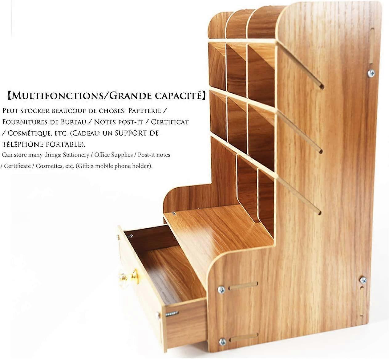 Office Storage Box Large Capacity Multifunctional Office Supplies Stationery Storage Box Solid Wood