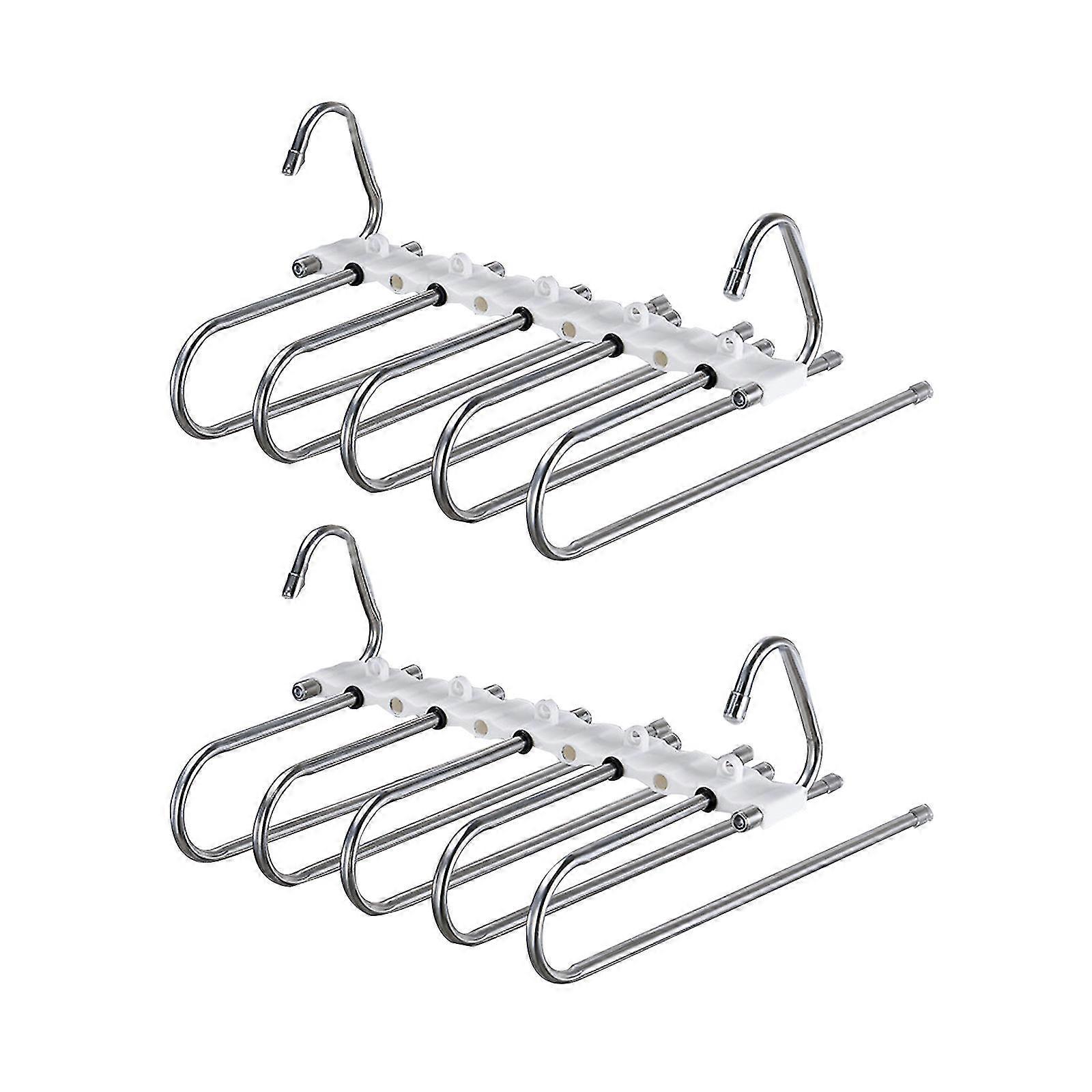 Multiple Jean Trouser Scarf Hangers Abs Multi-functional Storage Artifact Stainless Steel Pants Hook 2pcs