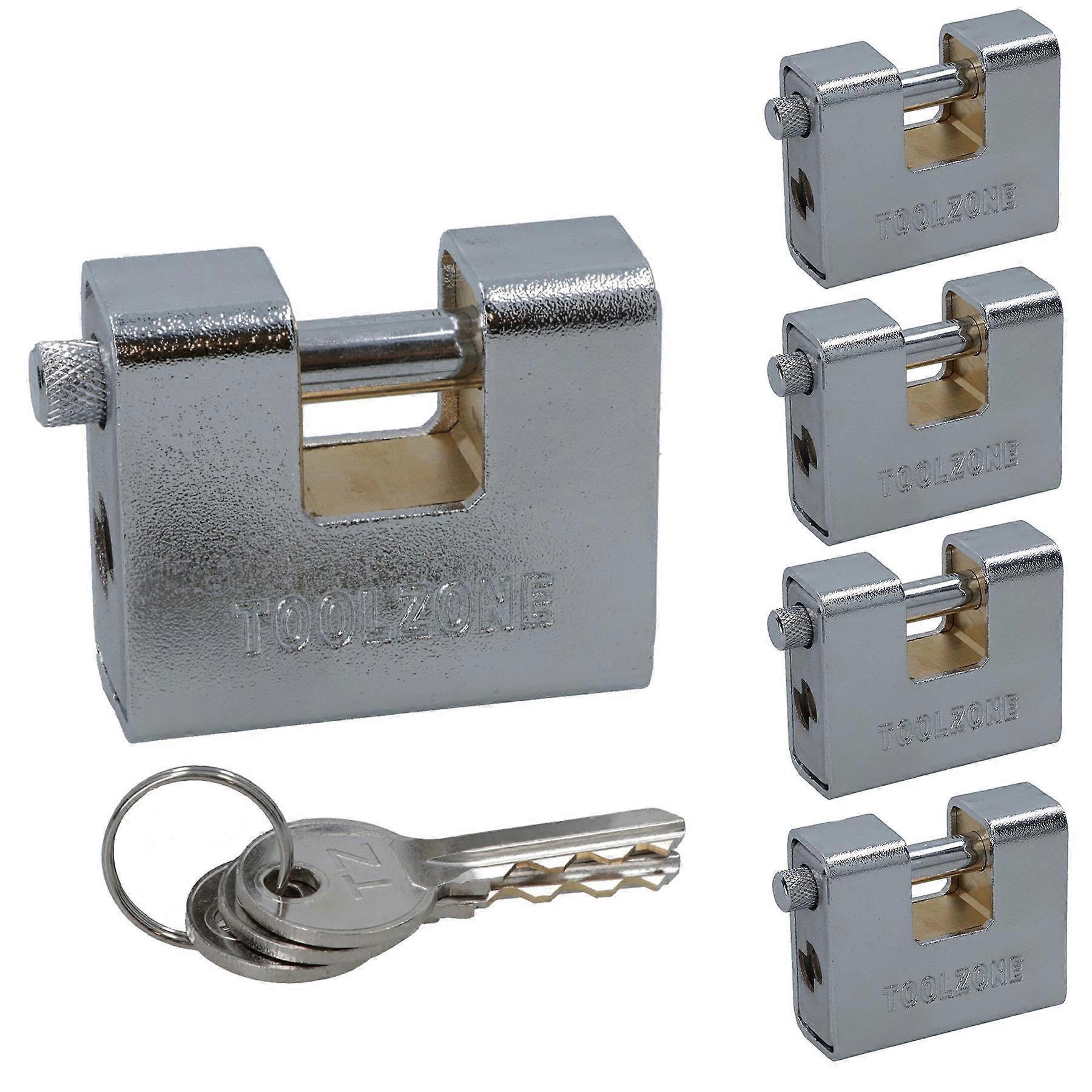 63mm Armoured Container Padlock Shutter Lock Security Solid Shed 3 Keys x 5