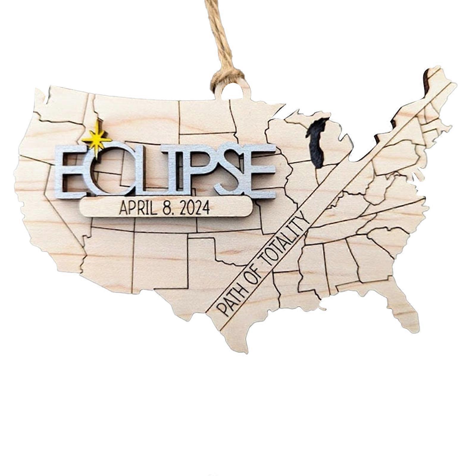 Solar Eclipse Ornament,Wooden Eclipse Keepsake Eclipse Gifts for Family, Friends