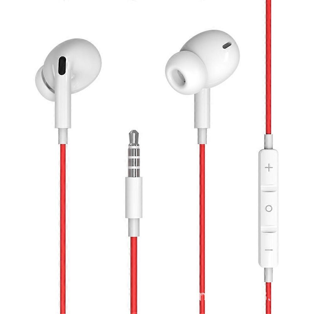 ME531 3.5mm Wired Earphone Built-in Mic Wire Control HiFi Sound Music Gaming Headset - Red White