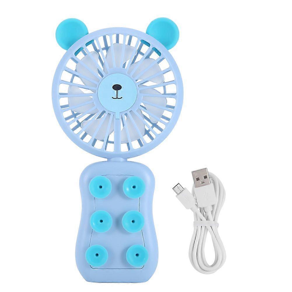 1Pc Mini Desktop Fan USB Rechargeable Small Nightlight Fans Wind Adjustable(Blue)