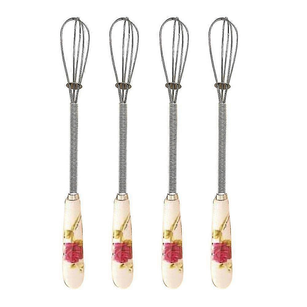 Small Whisks Stainless Steel Handle Mini Tiny Mixing Balloon Wire Whisks Ceramic Whisk (4 Pieces),4791