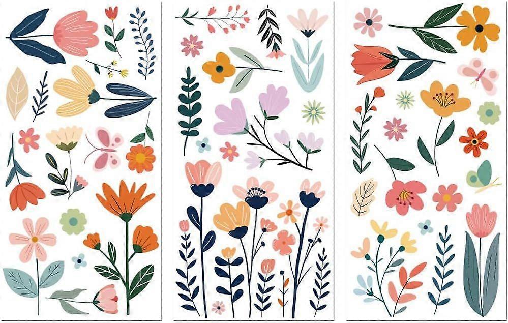 Rub on Transfer Sticker for Furniture Crafts Decor 6"x12" Graffiti Flowers 3Pcs Waterproof UV DTF Transfer for Lingerie Chests Drawer Dresser Glass Po