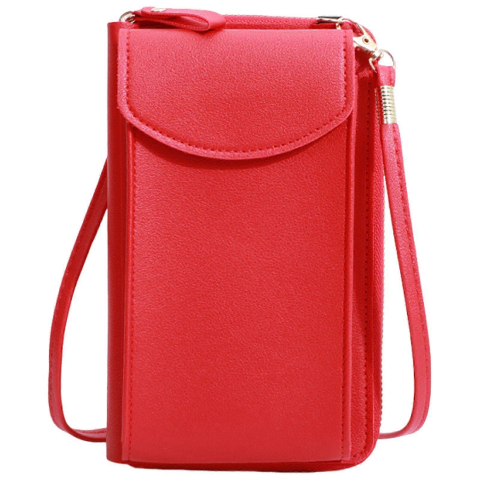 1 piece women's solid color crossbody bag - red