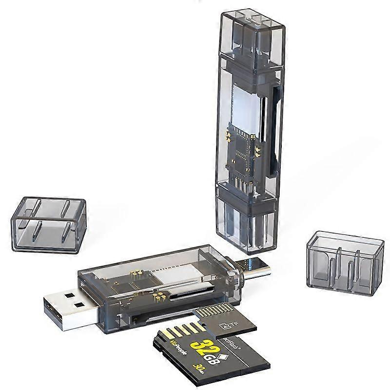 USB+TYPE-C SD/TF/OTG Computer U Disk Card Reader Tea Color