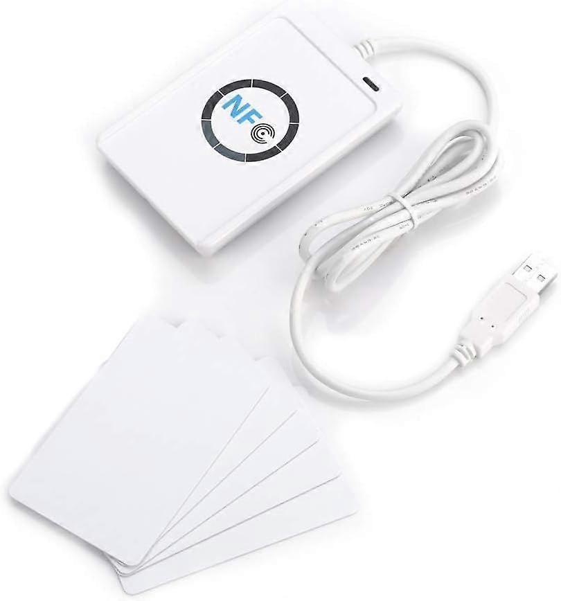 NFC RFID Reader, ACR122U Card Reader Smart NFC RFID Chip Card Reader ISO 14443A/B RFID Reader with Free Software in White