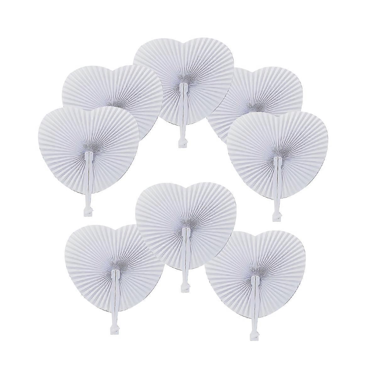 24 Pack Folding Handheld Paper Fans with Plastic Handles for Weddings