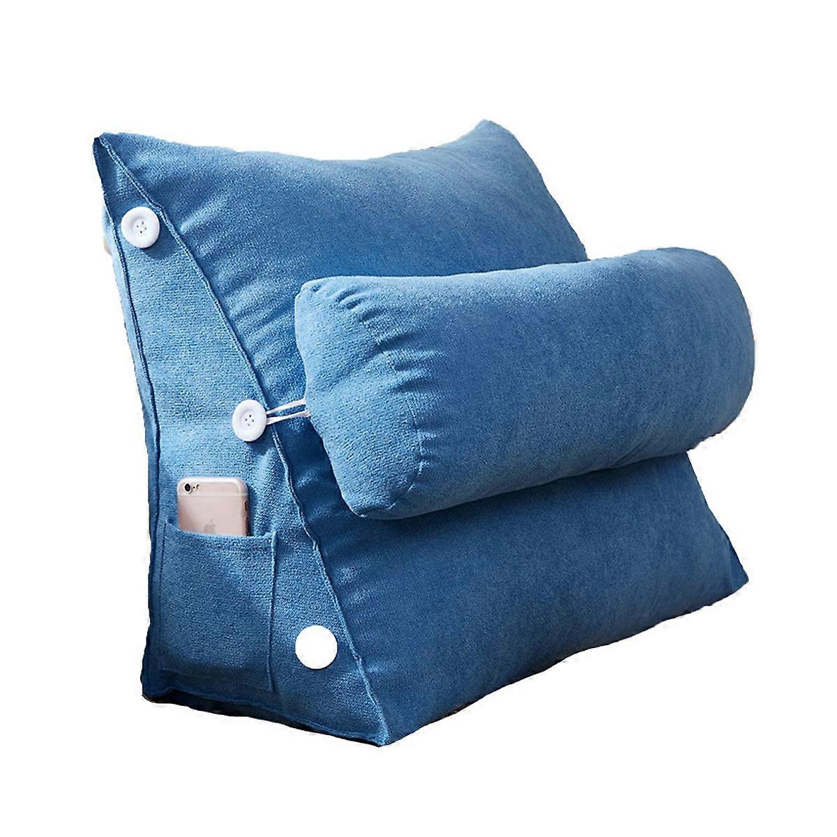 Large Backrest 60x22x50cm Triangular Design Detachable Soft Comfortable Reading Pillow Backrest for Home Sofa Bed