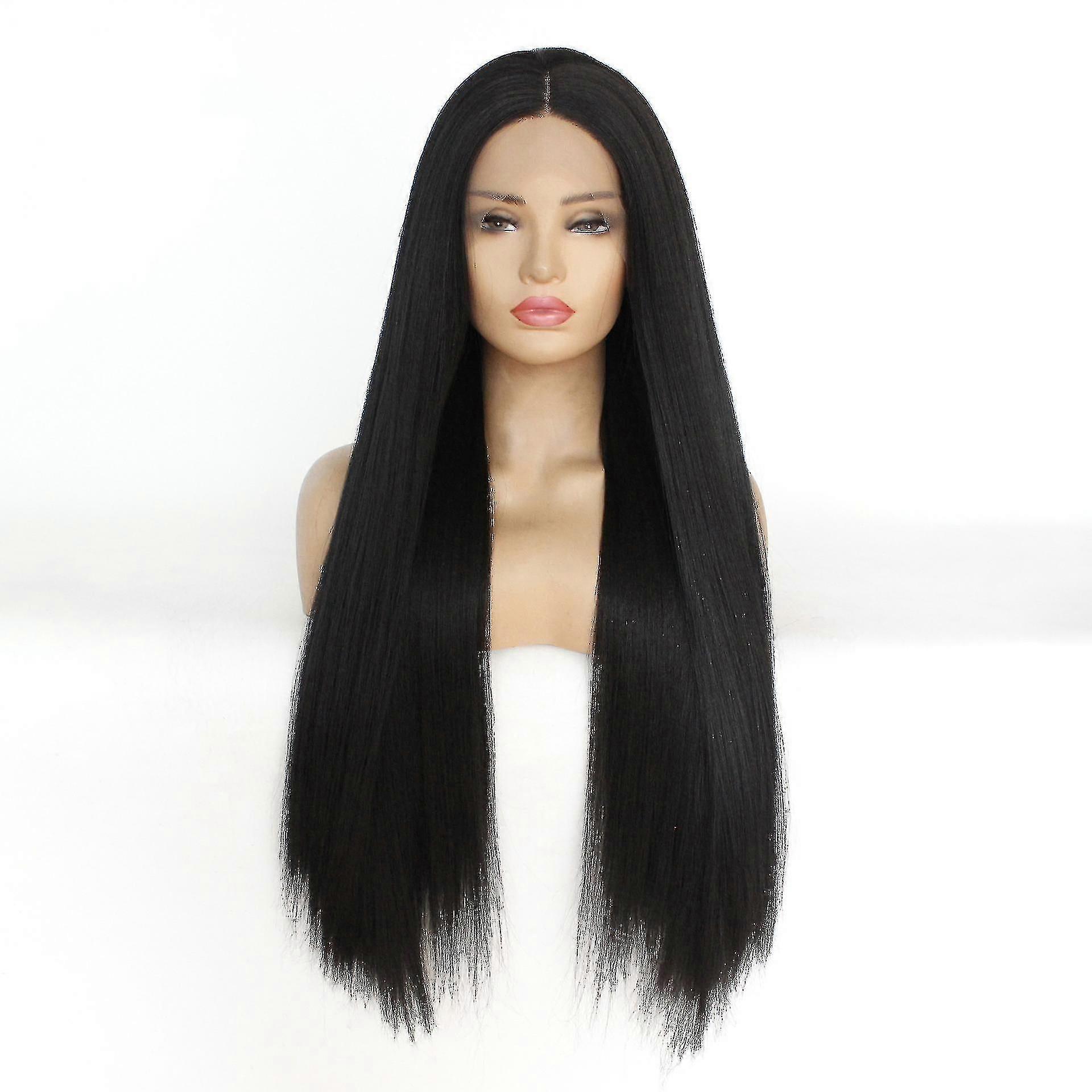 Straight Wigs Lace Front Wigs Middle Part Lace Wig Black Synthetic Replacement Wigs
