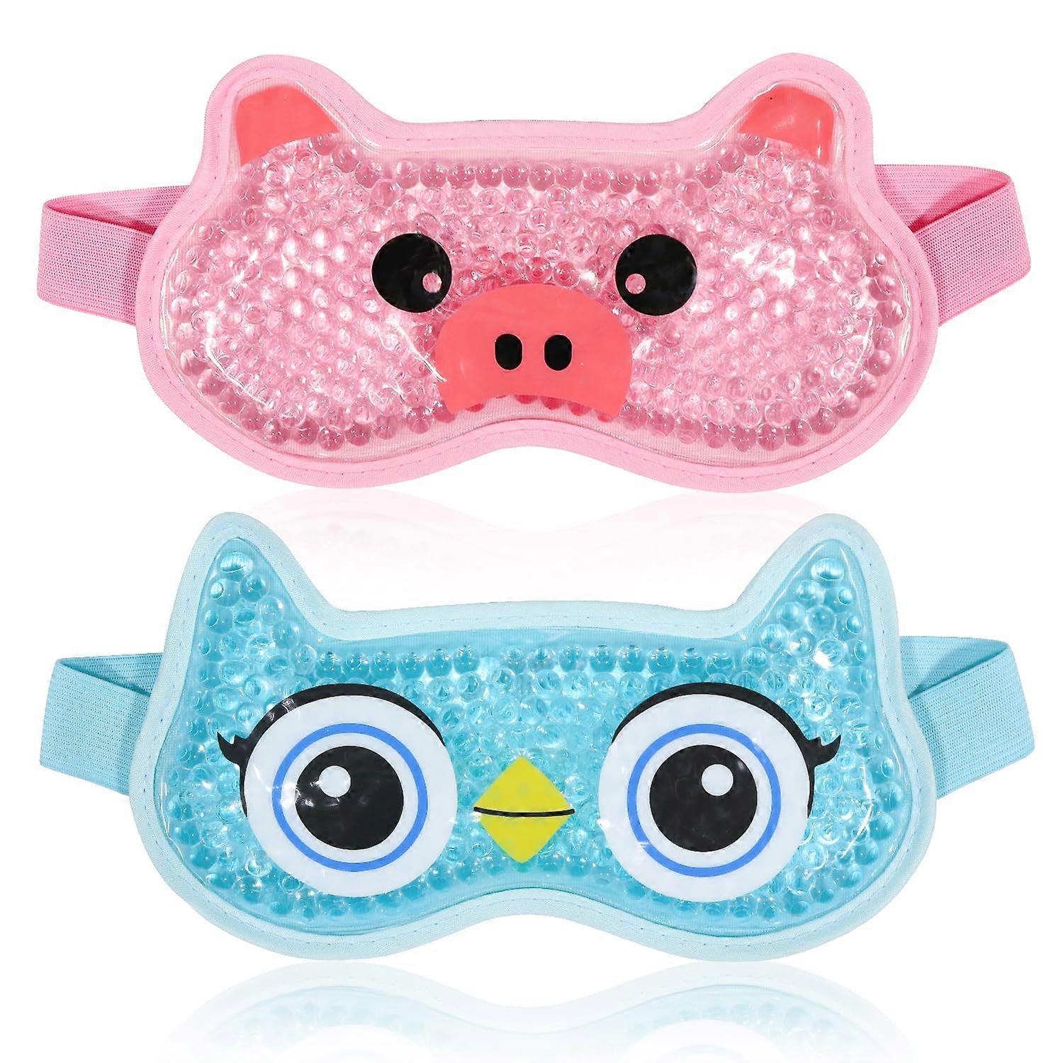 Cute Gel Eye Masks for Puffy Eyes, Reusable Cooling Eye Pads, Soft Material, Set of 2