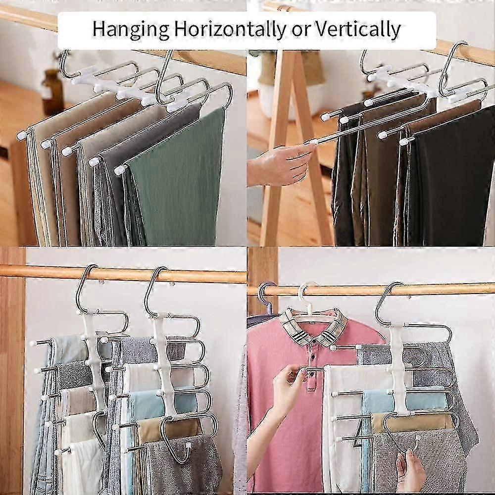 White Multiple Trouser Hanger,2 Pieces Trouser Hangers Saving Hanger