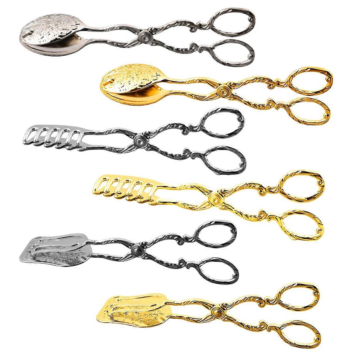 Fruit Salad Cake Clip Zinc Alloy Snack Pastry Clamp Self-Service Clip Food Serving Tongs Baking Barbecue Tool