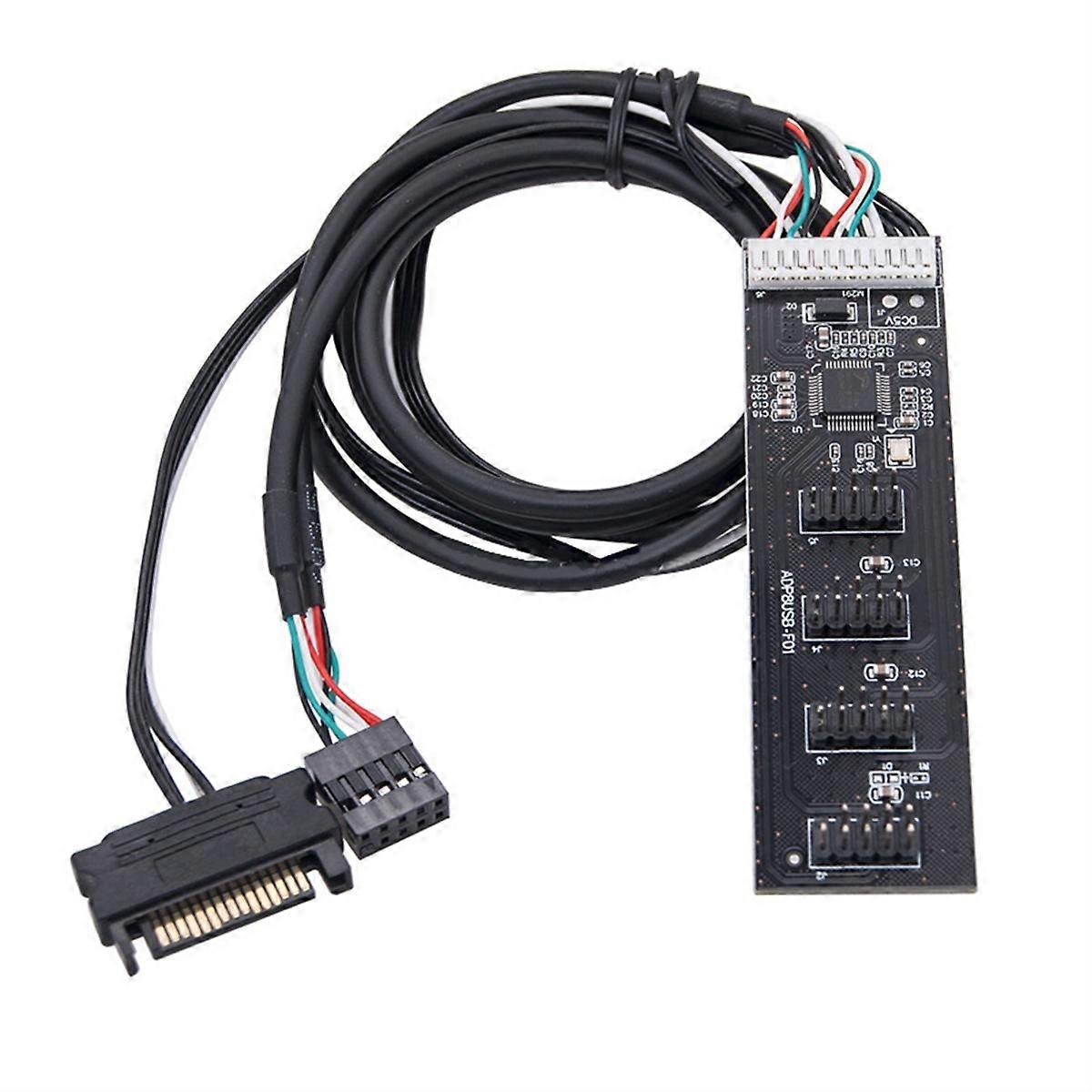 USB2.0 Header Splitter 9 Pin 1 to 4 Extension Hub Splitter with SATA Interface Cable for PC Mainboa