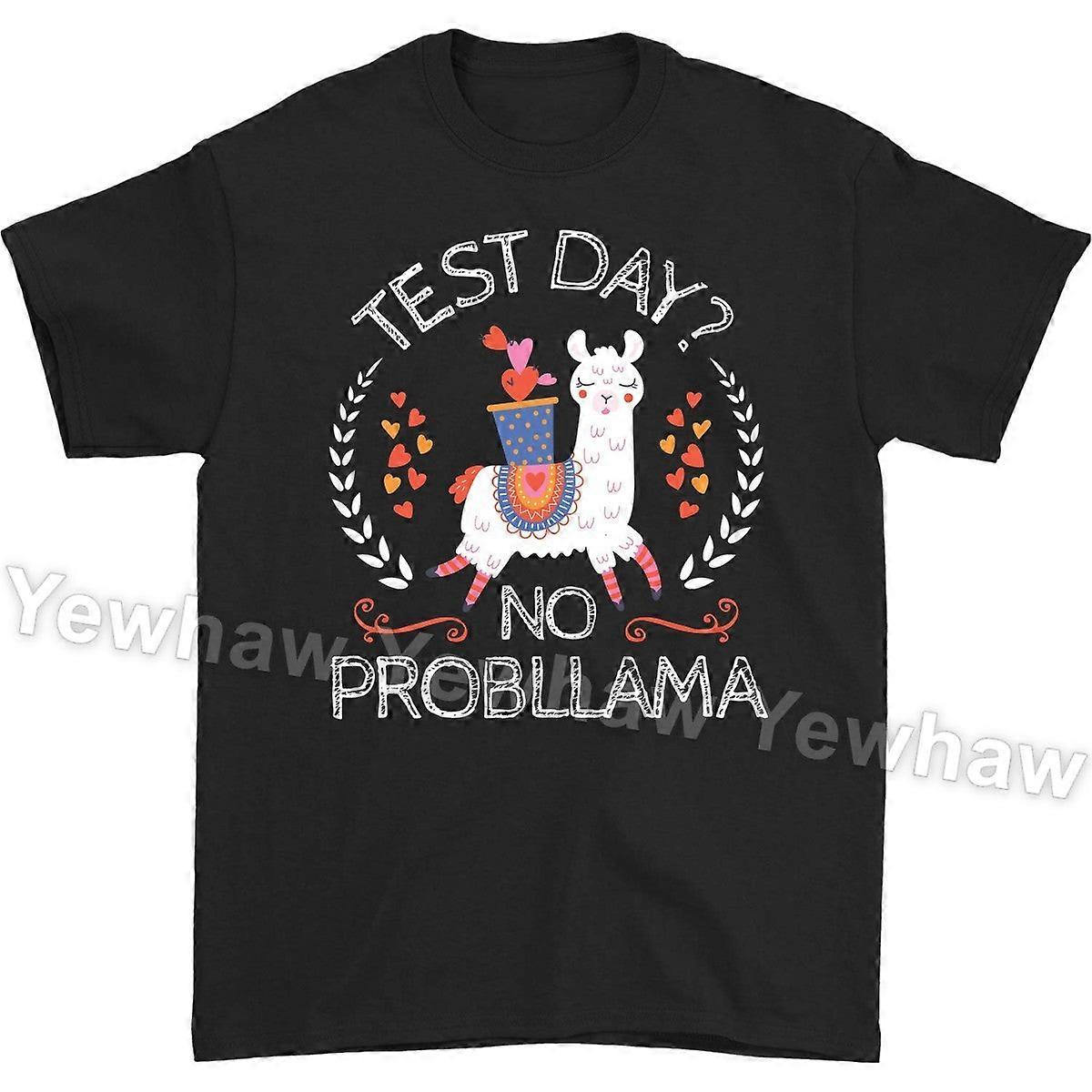 Test Day tričko No Prob Llama Tričko, Vtipné školní tričko, Tričko No Probllama
