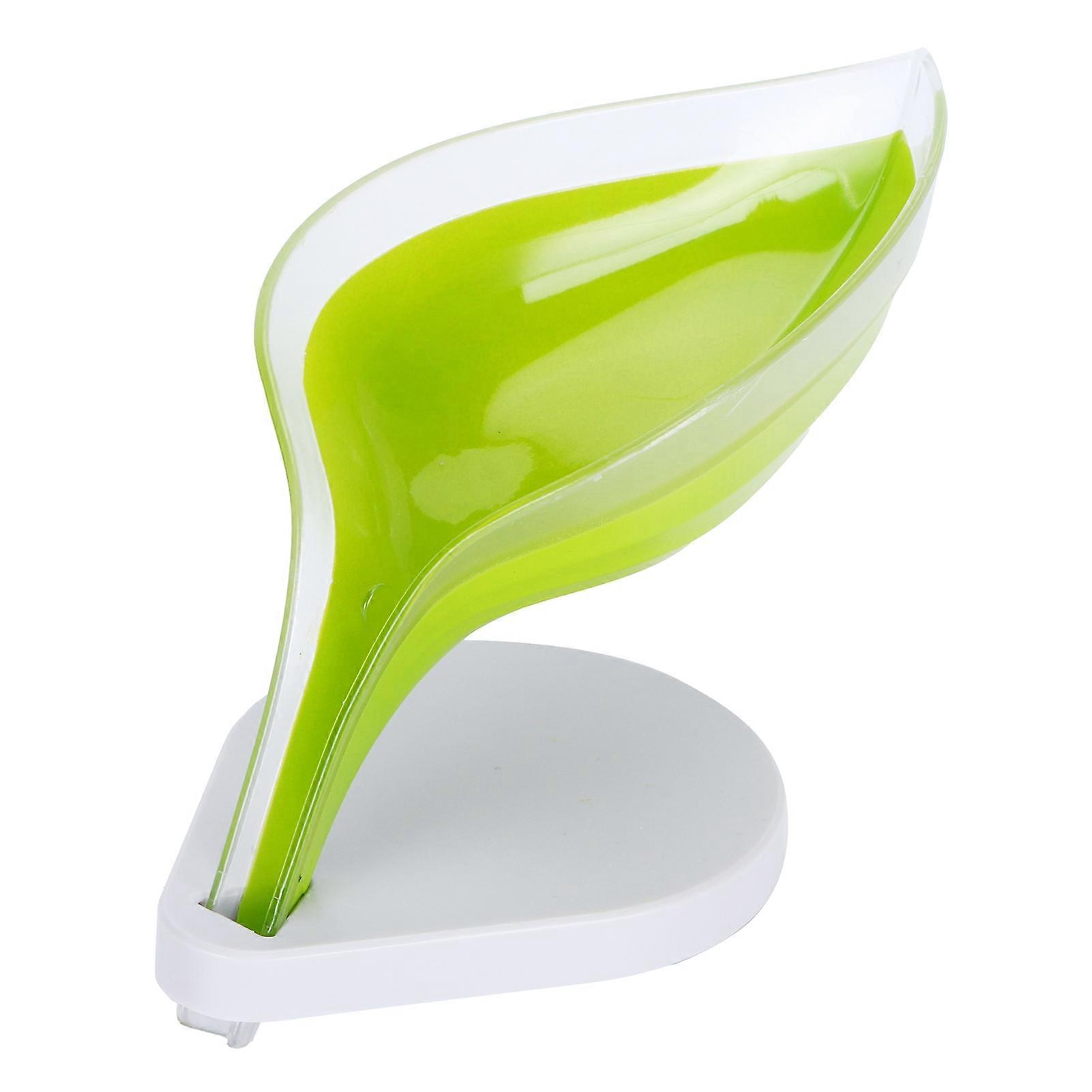 Leaf Shape Soap Box Draining Soap Holder Dish Rack for Bathroom Kitchen Shower Organizer, Durable Plastic, Green Design