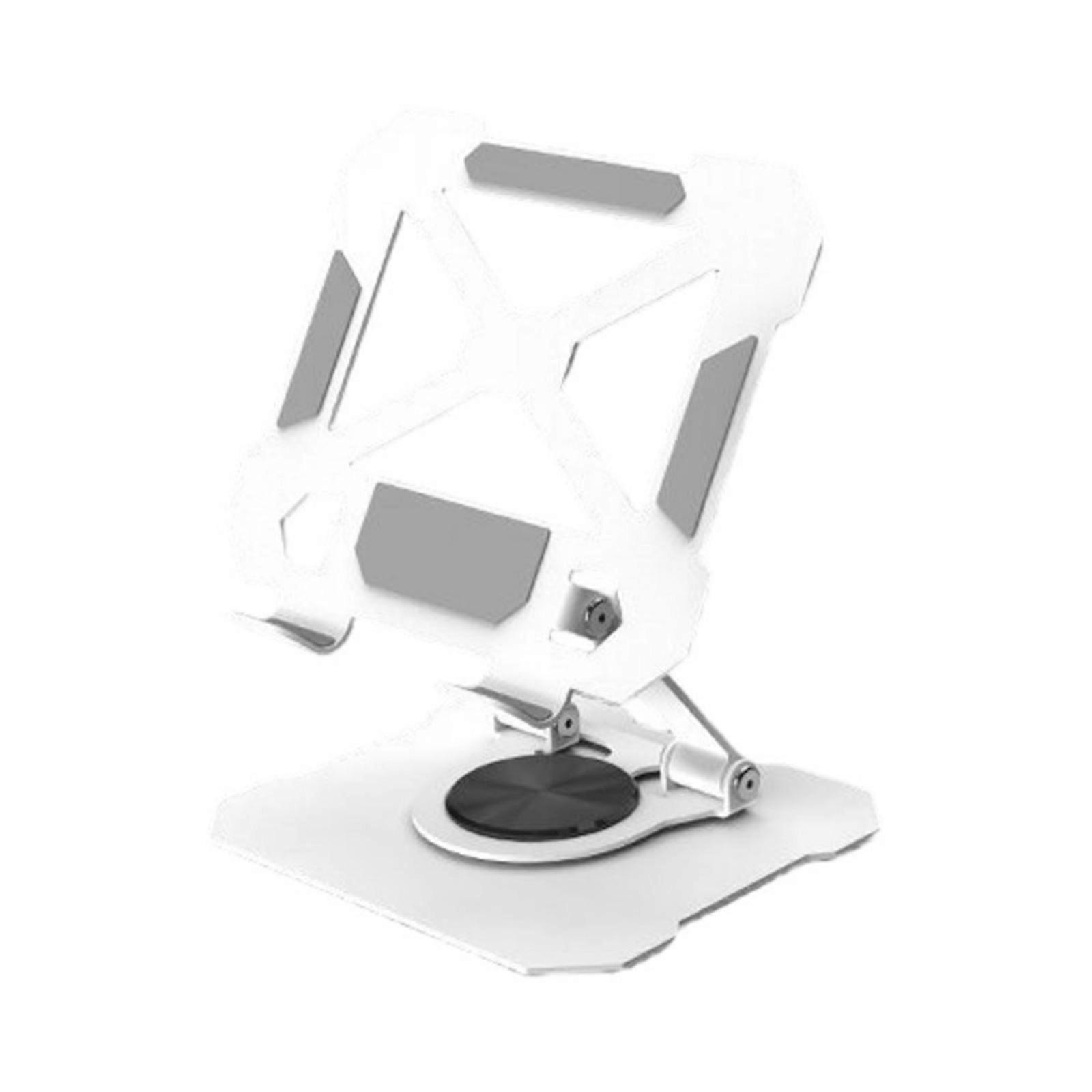 Multiple Angle Aluminum Desktop Stand for Tablets, 360 Degree Rotating, Adjustable Heights, Heavy Tablets Support Bracket White