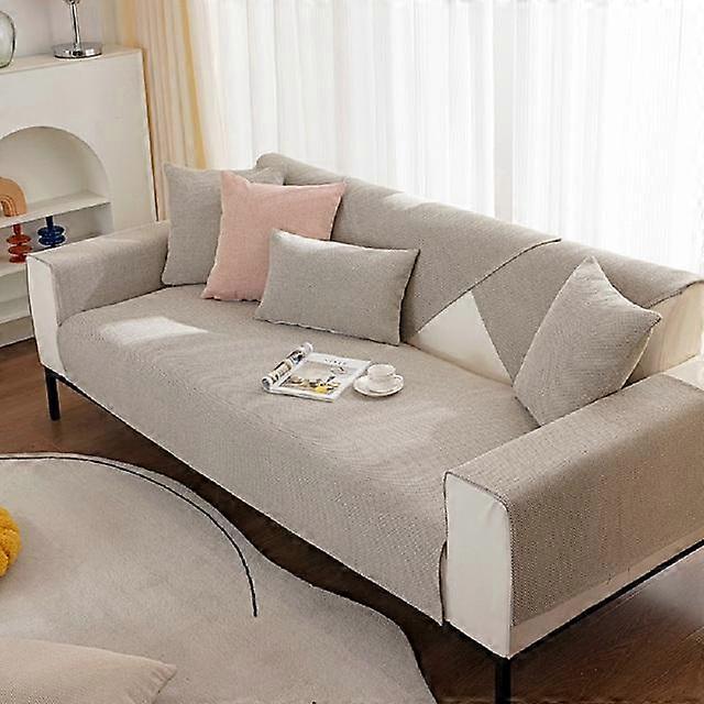 Cotton And Linen Sofa Cover Non -Slip Four Seasons Available Living Room Sofa Backrest Furniture Protection Dust -Proof Full Cover