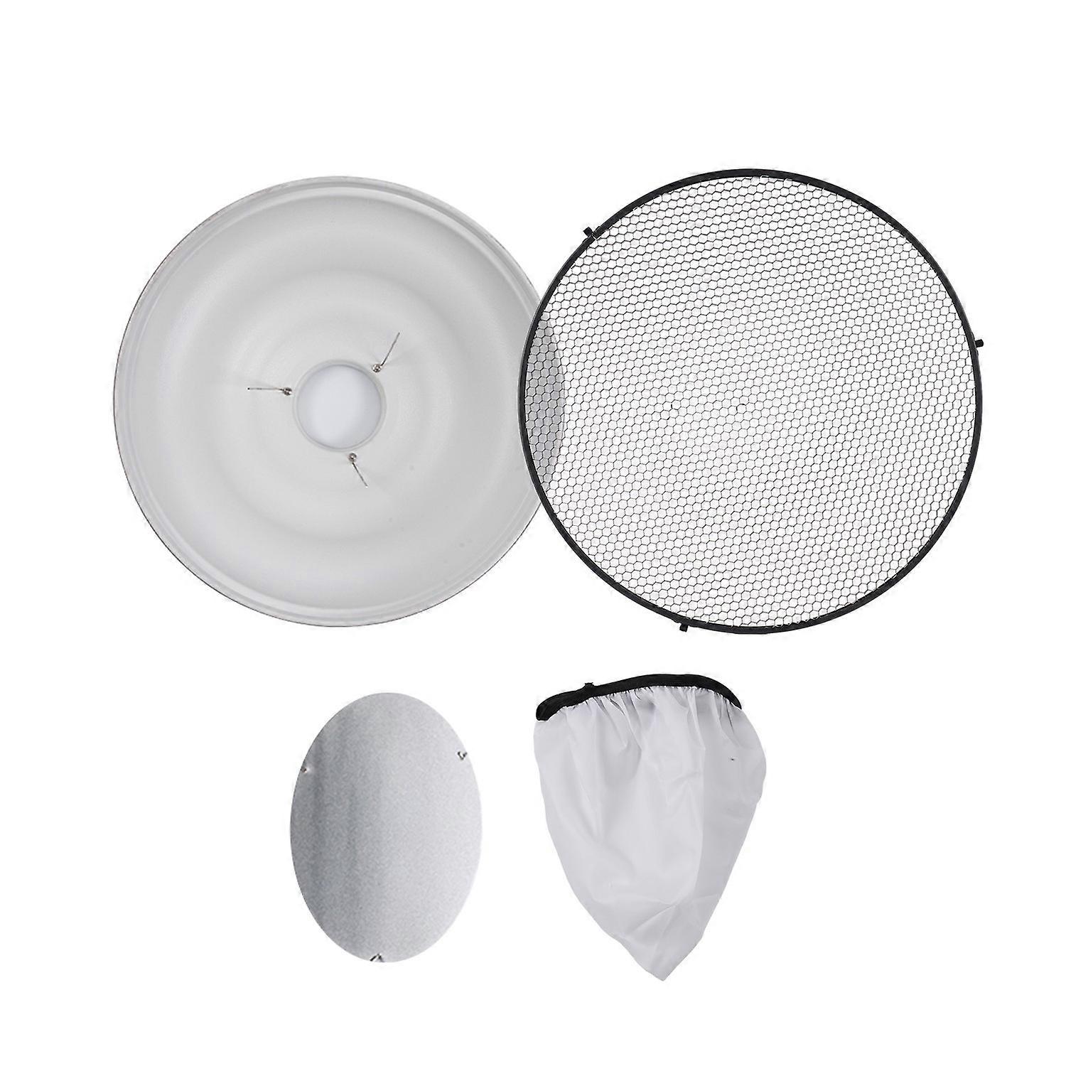 41.2cm/16in Studio Photography Reflector Beauty Dish Diffuser with Honeycomb Grid & Soft Cloth for B