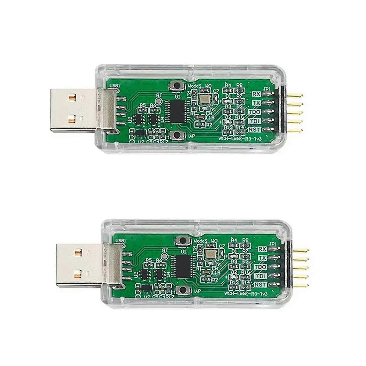 2Pcs WCH-LinkE Online Download Debugger Support WCH RISC-V Architecture MCU/SWD Interface 1 Serial