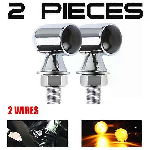 Retro Motorcycle LED Turn Signal Light Smoke Lens 8mm Amber Indicator Flasher 12V compatible for Cafe Racer Bobber Chopper