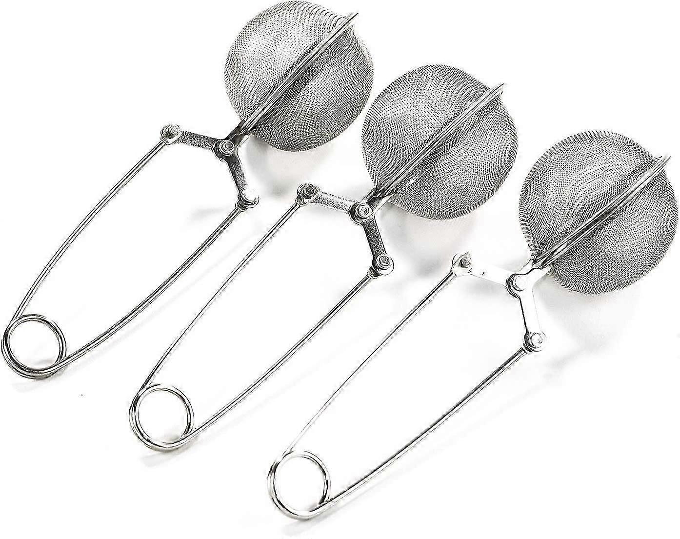 3 Pack Mesh Snap Ball Tea Strainer with Handle for Loose Leaf Tea and Mulling Spices Stainless Steel Tea Infuser Tea Filter