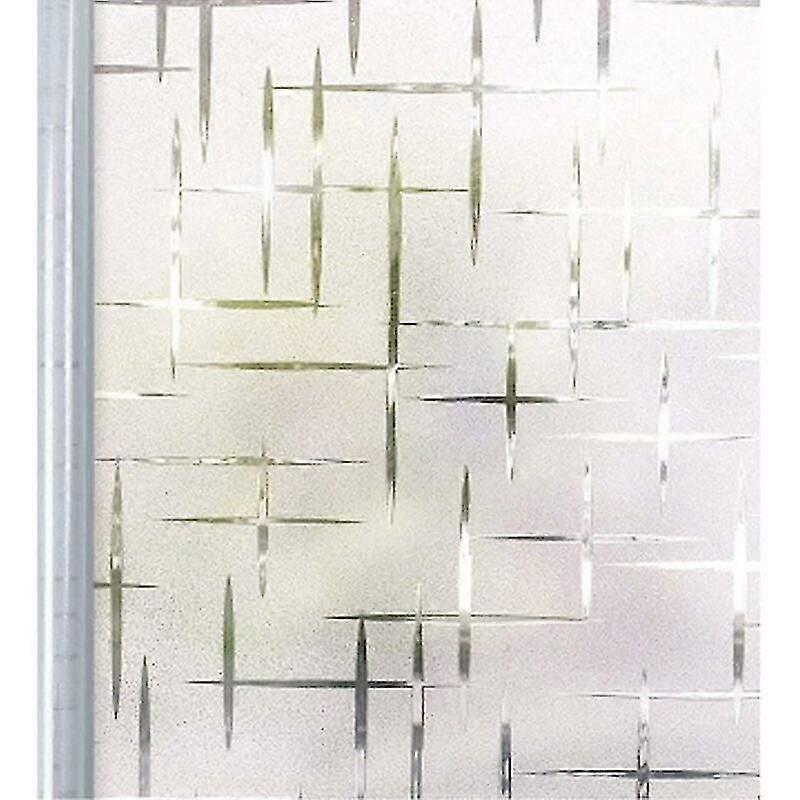 Glass Window Film Provide Good Privacy Static Cling Frosted Window Film Non-Adhesive Anti Privacy Glass Sticker Cross Pattern Easy to Install Home Off