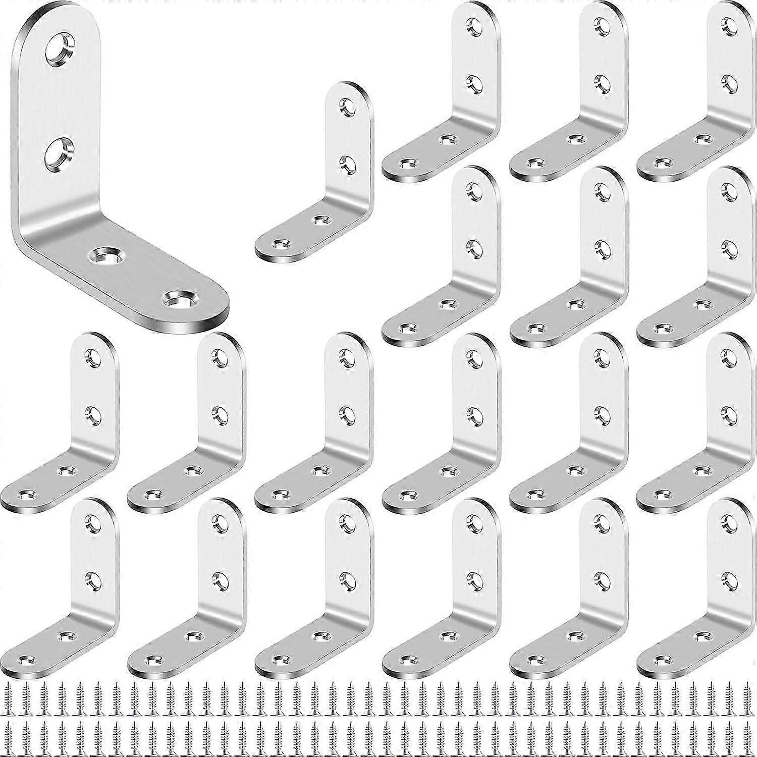 Fixing Bracket, 20 Pieces Stainless Steel Fixing Bracket, 40 * 40mm Right Corner Bracket, Corner Bracket, 90 Degree Metal L-Bracket, for Connecting o
