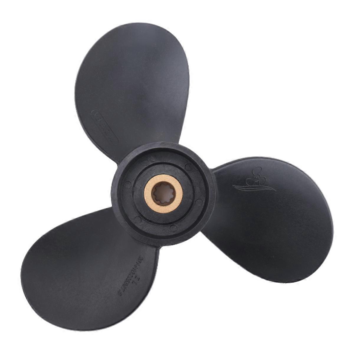 Outboard Propeller 6E0-45941-01-El 7 1/2X8- for 4Hp-6Hp Plastic Alloy 3 Blade Black 9 Spline Tooth