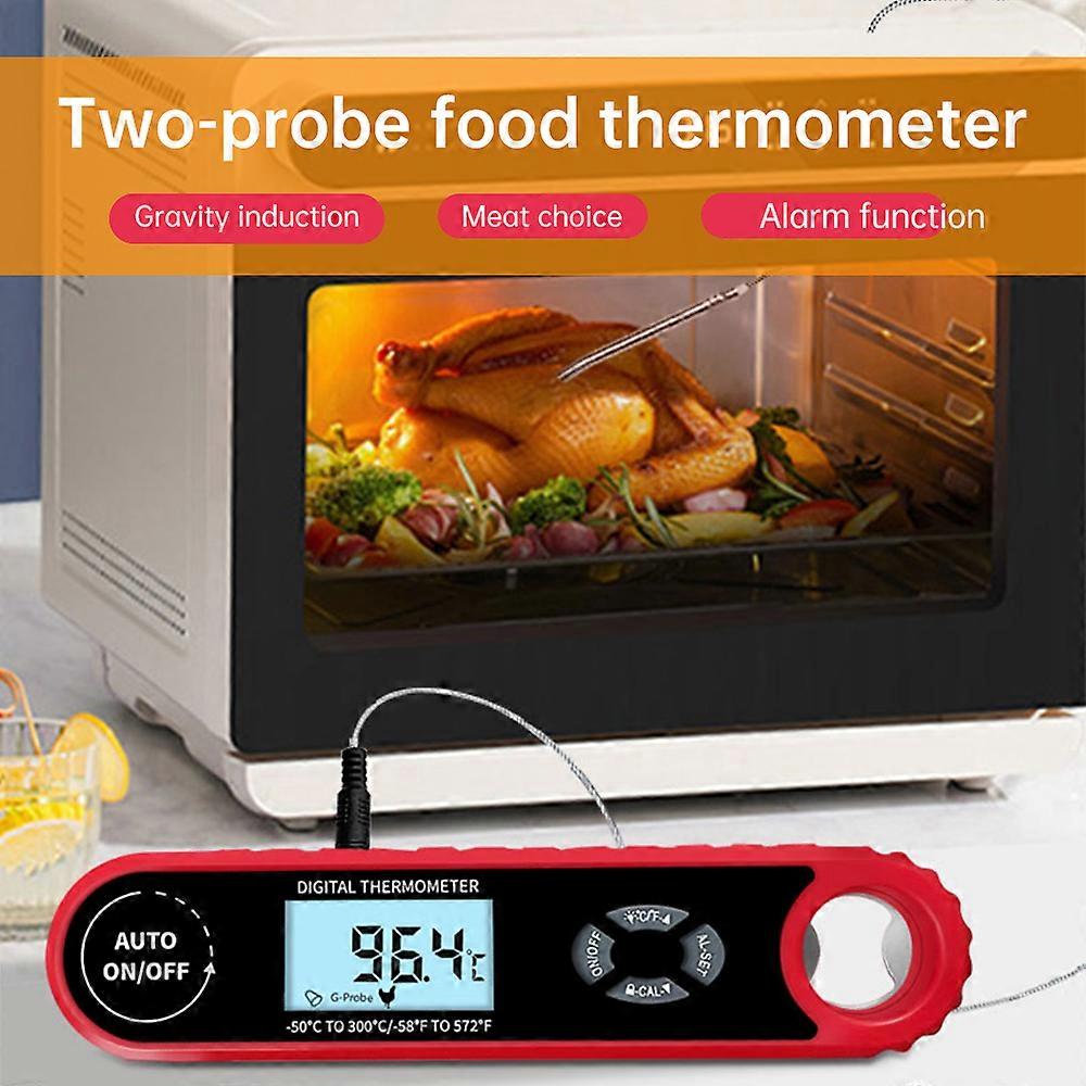 Instant Read Meat Thermometer 2-in-1 Dual Probe, Red, 180x42x18mm
