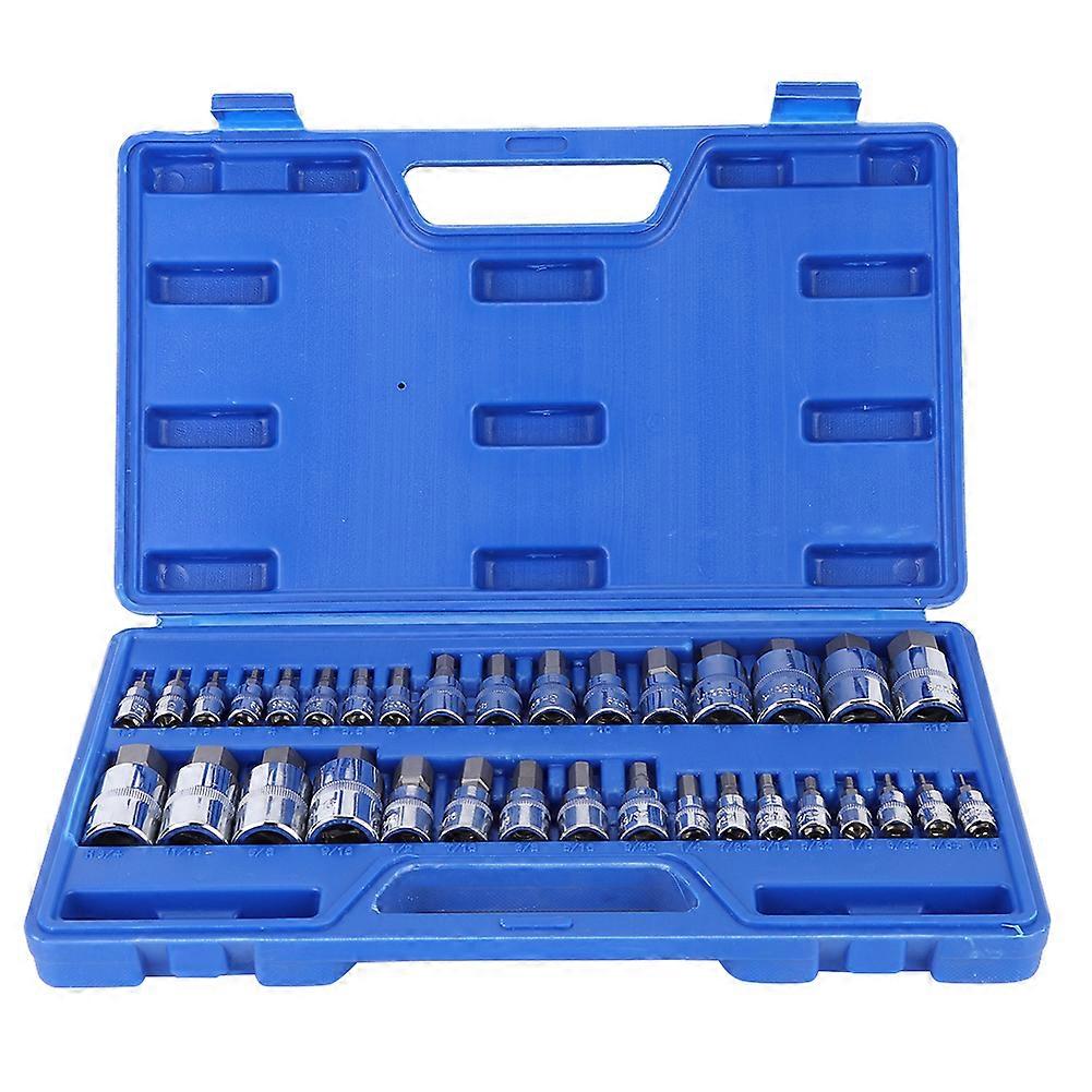 34pcs Impact Inner Hex Bit Socket Set 1/2in 1/4in 3/8in Nut Wrench Driver Adapter Power Tools