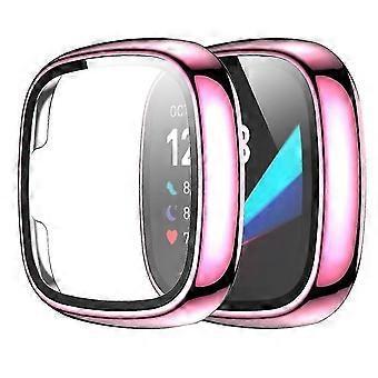 For Versa 3/sense Case With Tempered Glass Screen Resistant Watch Case Pink Style A Fitbit Versa 3