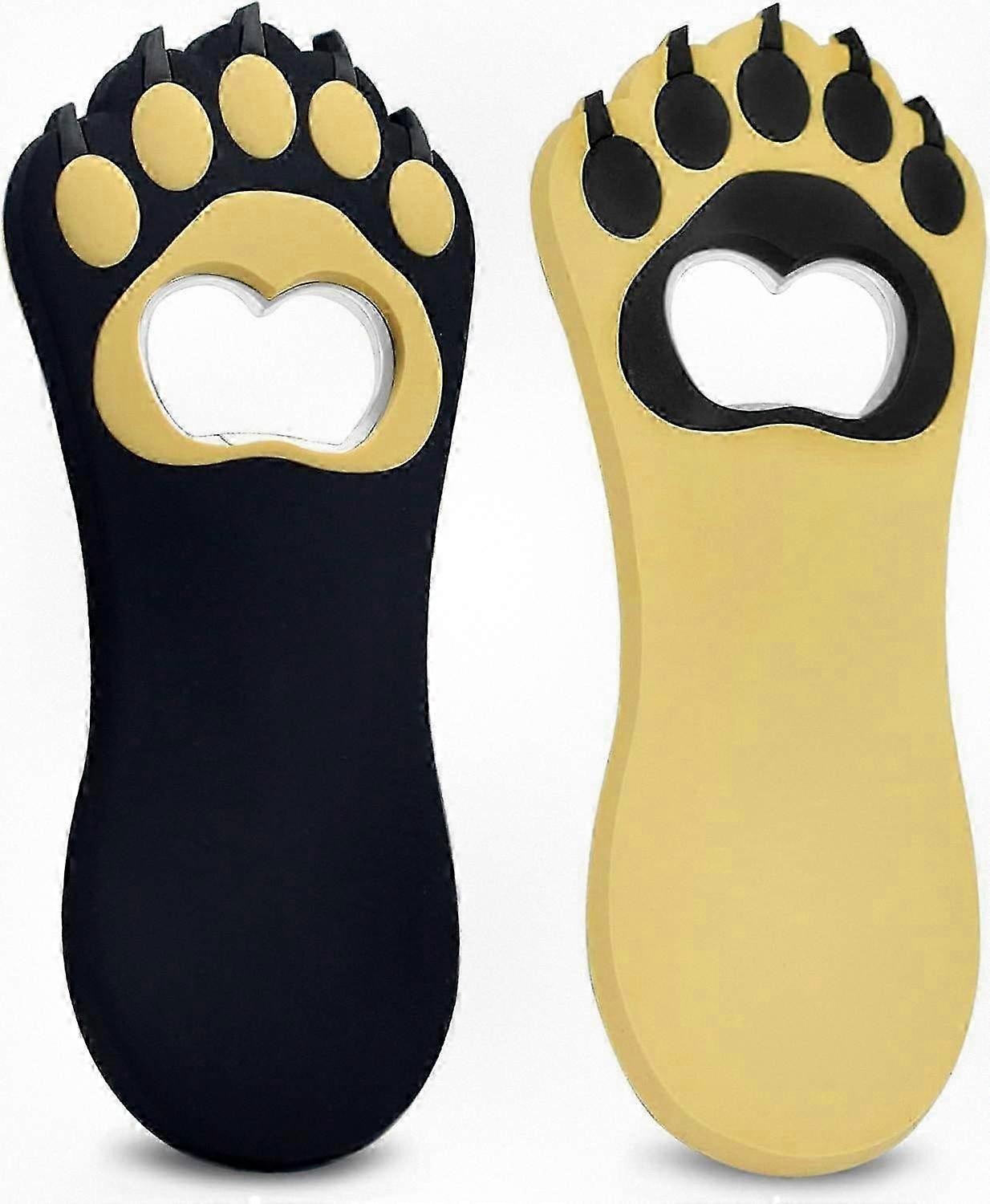 Bear Paw Magnetic Bottle Opener Set, 2-Piece Home Bar Accessory with Cartoon Design