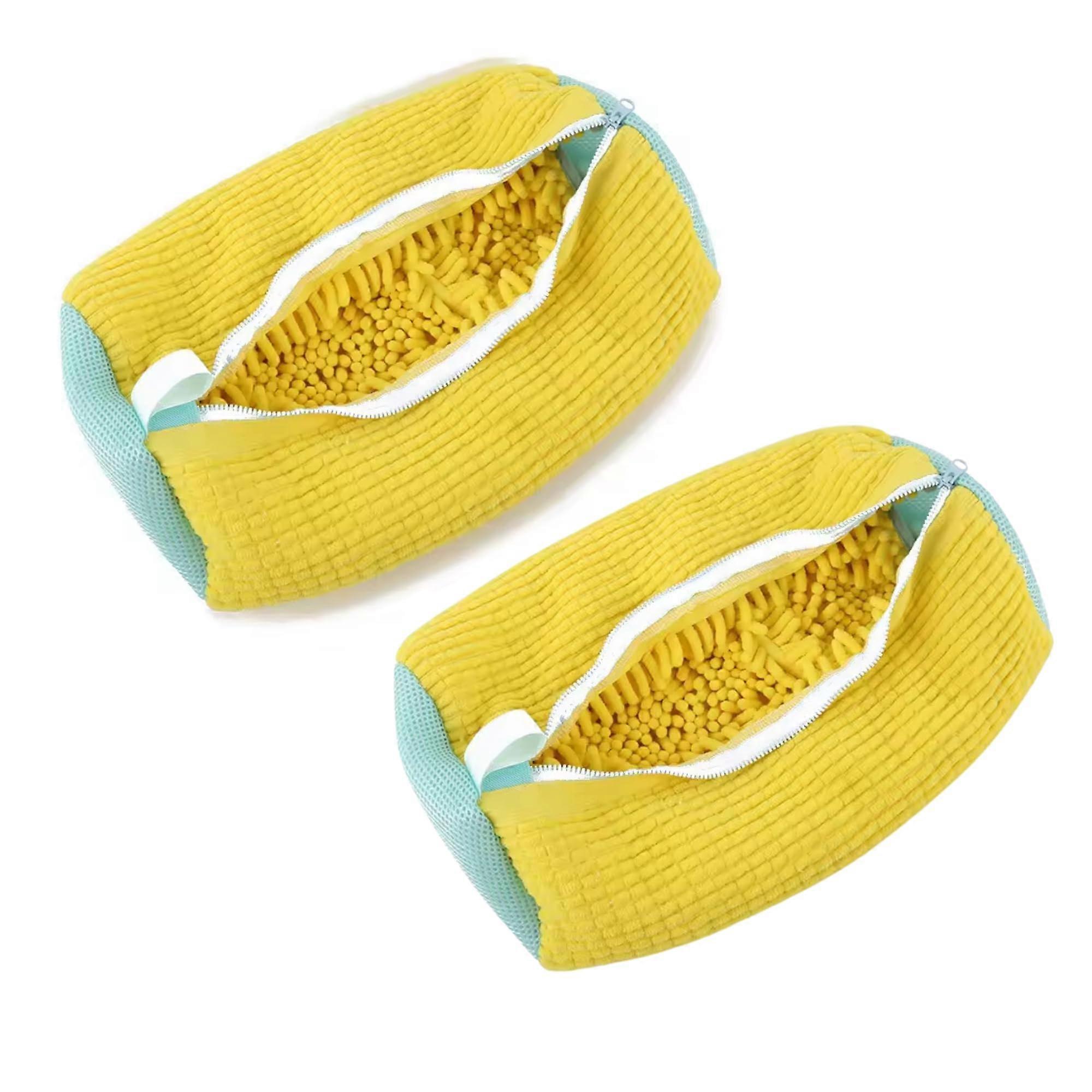 Shoe Washing Bag for Washing Machine - Adjustable Shoe Trees for Running Shoes and Delicates, Yellow Color