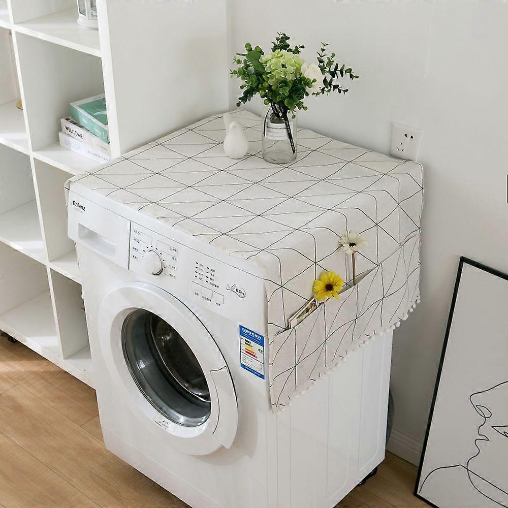 Washing Machine Dust Cover, White Marble, Single Door