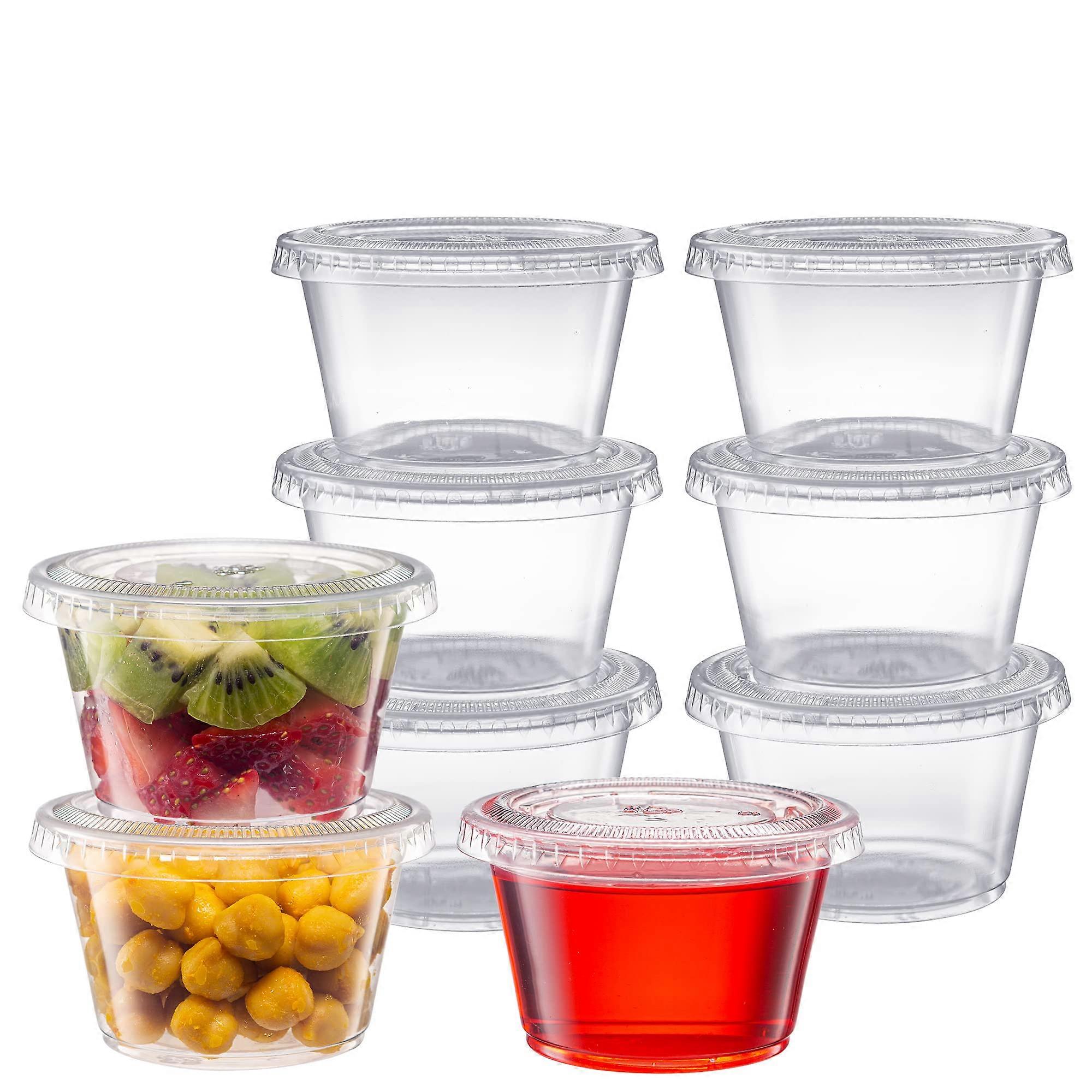 200 Count Clear Disposable Plastic Portion Cups for Sauce and Salad Dressings 4 oz.