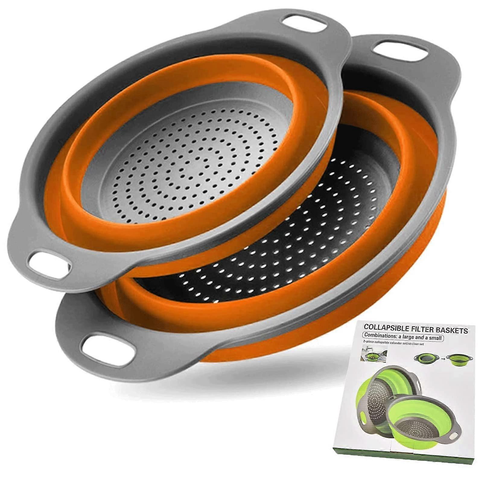 Collapsible Strainer Set of 2 for Draining Pasta and Vegetables, BPA-Free, Space-Saving, Kitchen Essential