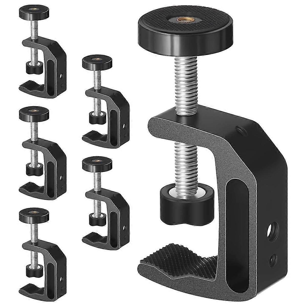 6 Pcs Universal C Clamp com 1/4 polegadas e 3/8 polegadas Thread Hole Alumínio Suporte Clamp Desk Clamp Ta