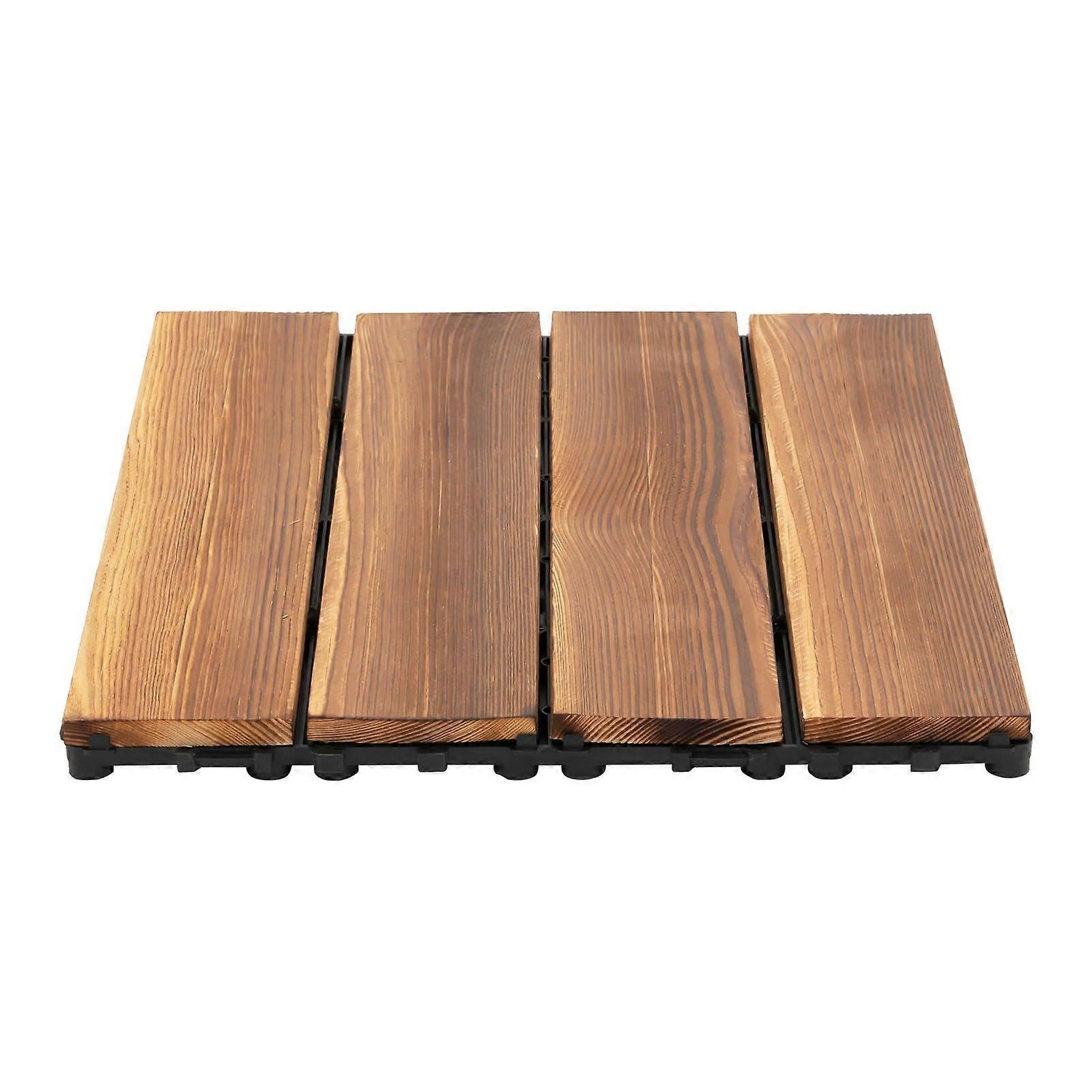 36 Pcs Interlocking Wood Flooring Tiles, 12' × 12' × 0.78', DIY Installation for Patios, Balconies, Gardens