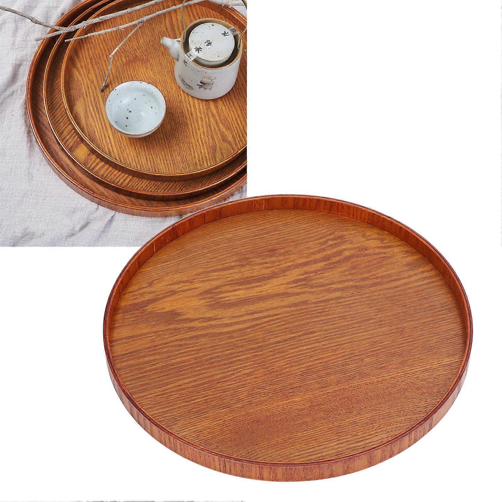 Wood Serving Tray Round Durable Simple Elegant Style Wide Application Glossy Surface Stable Structure Wooden Tray21cm 